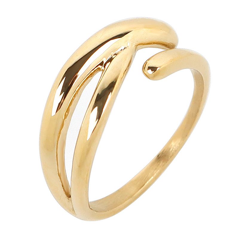 Minimalist 18K Gold Plated Stainless Steel Twisted Ring | Water-Resistant Tarnish Free Fluid Band Ring | Unique Geometric Statement Jewelry