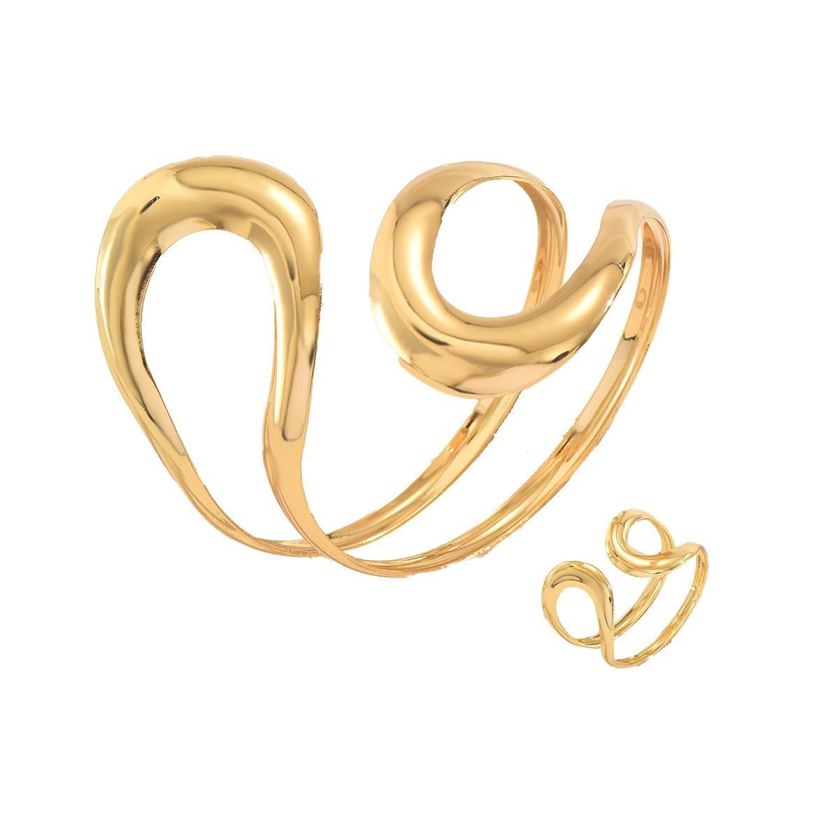 Abstract Sculptural Bangle | 18K Gold Plated Titanium Steel