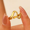 Ins Style S-Shaped Gold Ring, Tarnish-Free Titanium Steel, Waterproof Everyday Jewelry