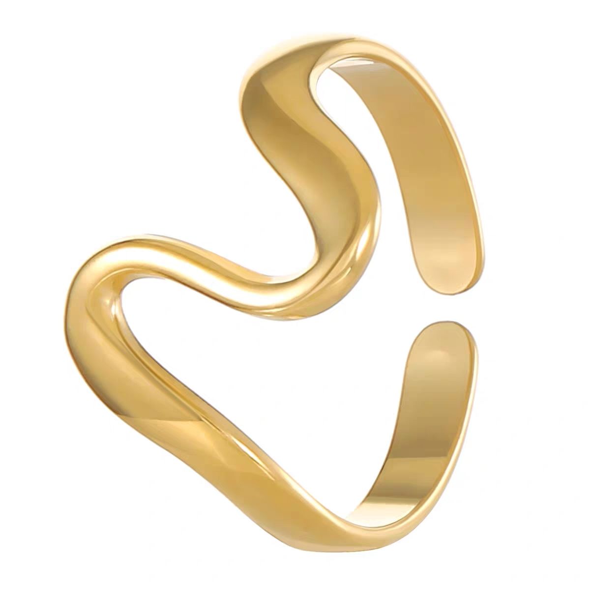 Ins Style S-Shaped Gold Ring, Tarnish-Free Titanium Steel, Waterproof Everyday Jewelry