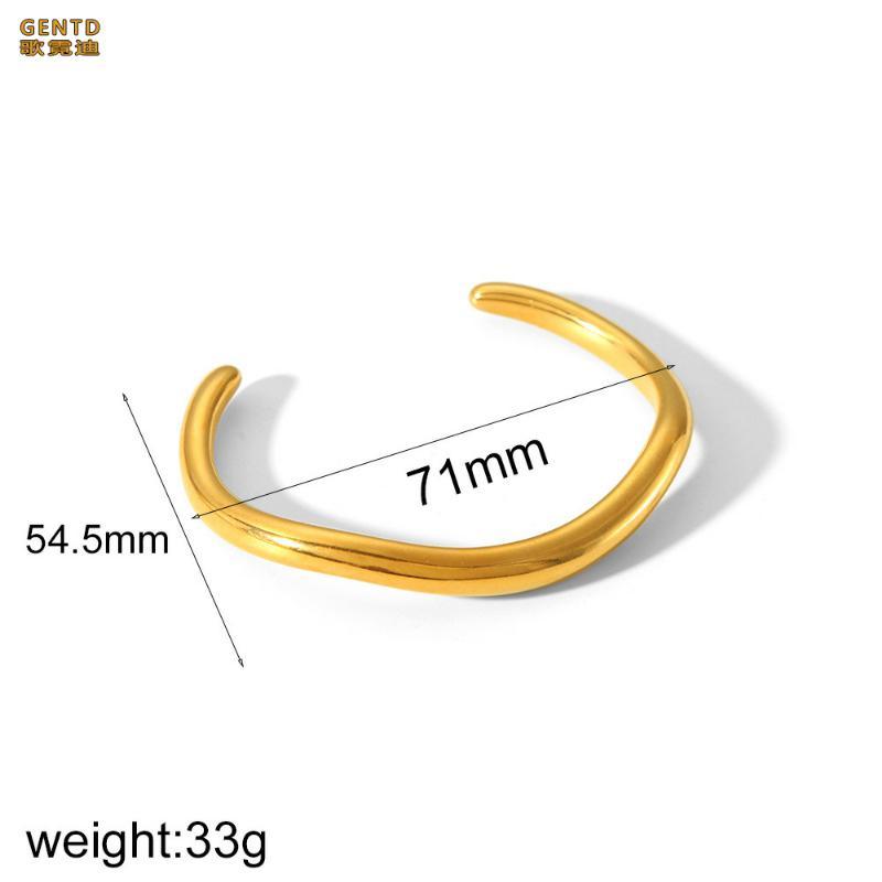 VIB Jewelry | Wave Fluidity Cuff Bangle - 18K Gold Plated Titanium Steel