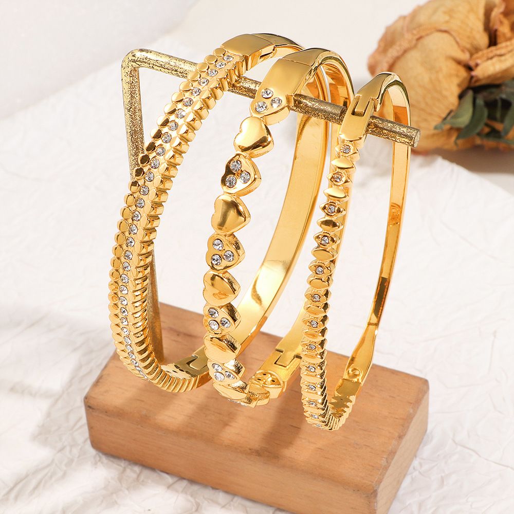 Waterproof 18K Gold Plated Zircon Bangle - Tarnish-Free Jewelry Gift for Her