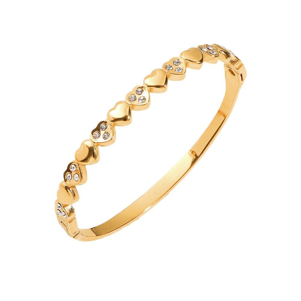 Waterproof 18K Gold Plated Zircon Bangle - Tarnish-Free Jewelry Gift for Her