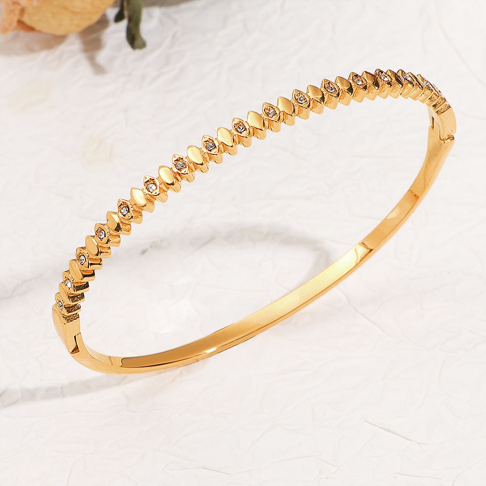 Waterproof 18K Gold Plated Zircon Bangle - Tarnish-Free Jewelry Gift for Her
