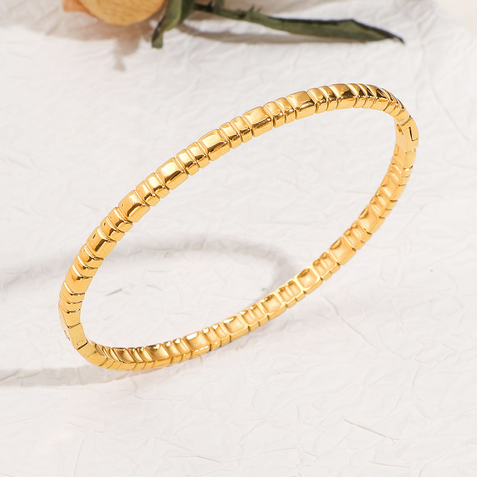 Waterproof 18K Gold Plated Zircon Bangle - Tarnish-Free Jewelry Gift for Her