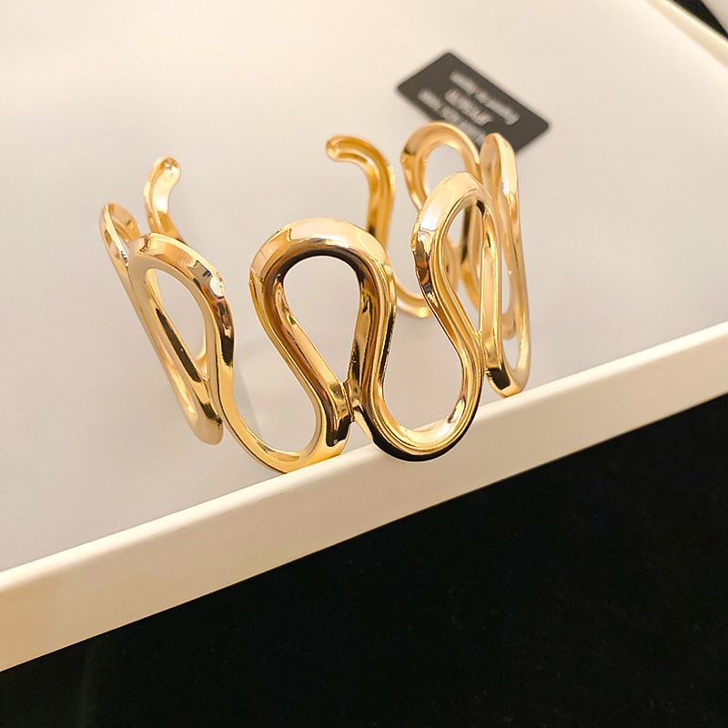 Waterproof 18K Gold Plated Fluid Sculptural Cuff - Tarnish-Free Bangle