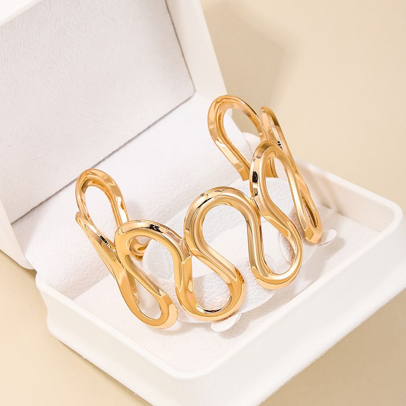 Waterproof 18K Gold Plated Fluid Sculptural Cuff - Tarnish-Free Bangle