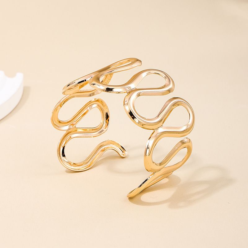 Waterproof 18K Gold Plated Fluid Sculptural Cuff - Tarnish-Free Bangle