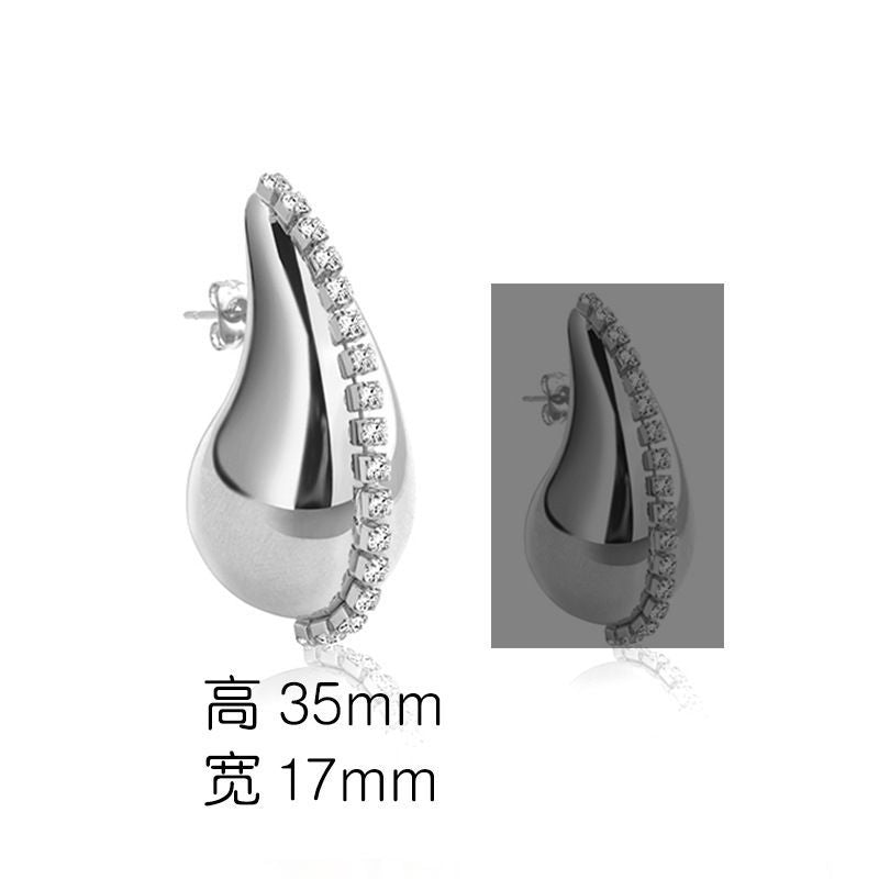 Waterproof 18K Gold Plated Teardrop Earrings - Tarnish-Free Titanium Steel Zircon Studs for Women