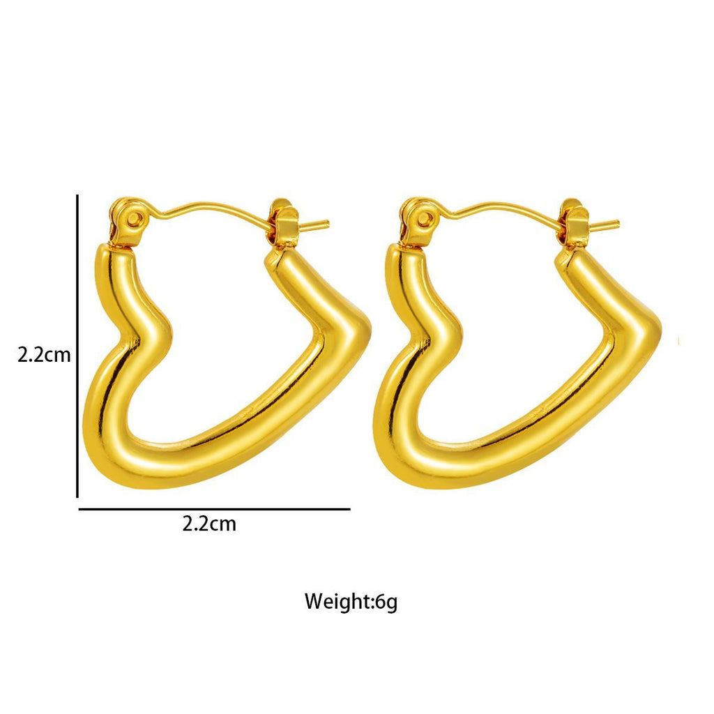 Waterproof 18K Gold Plated Heart Hoop Earrings