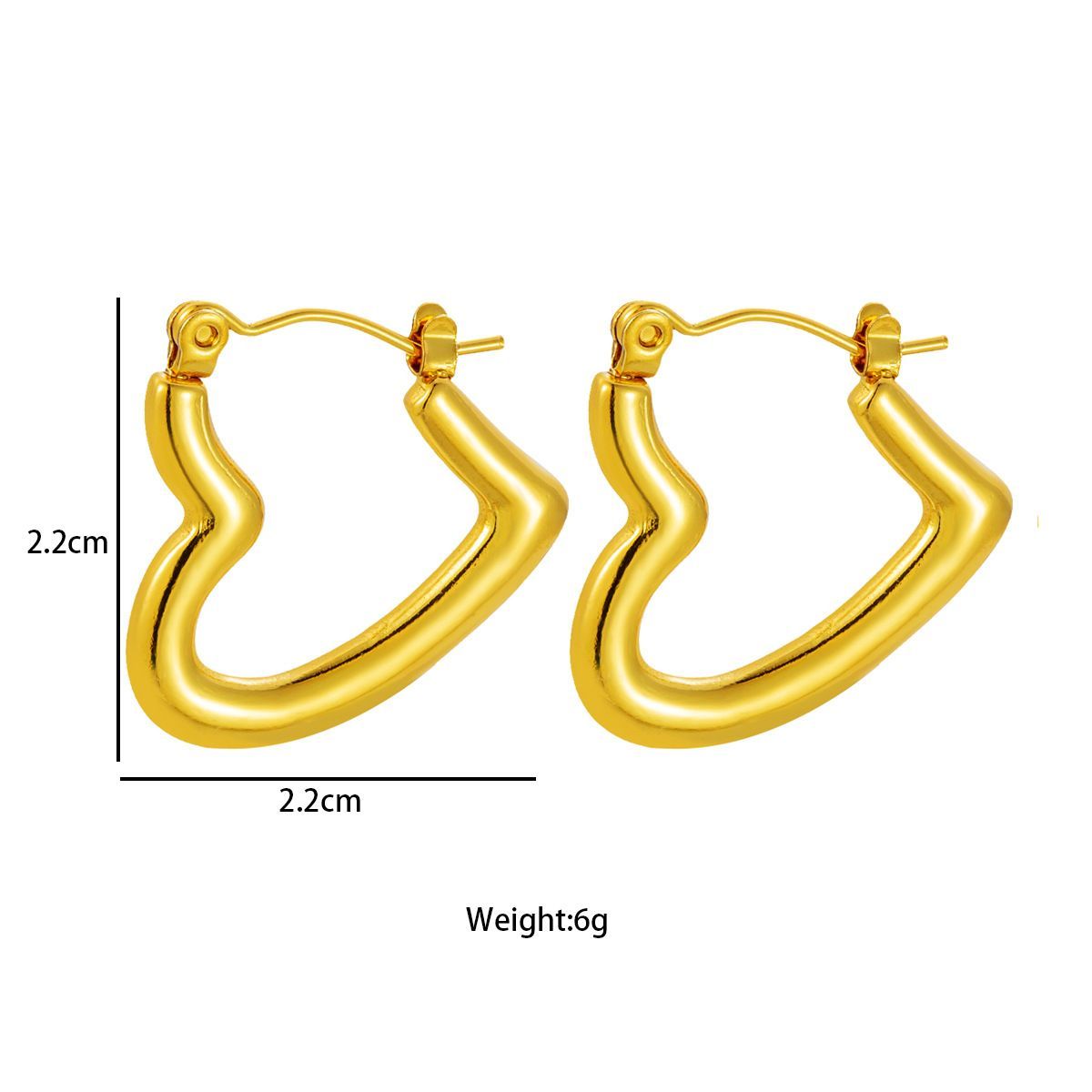 Waterproof 18K Gold Plated Heart Hoop Earrings