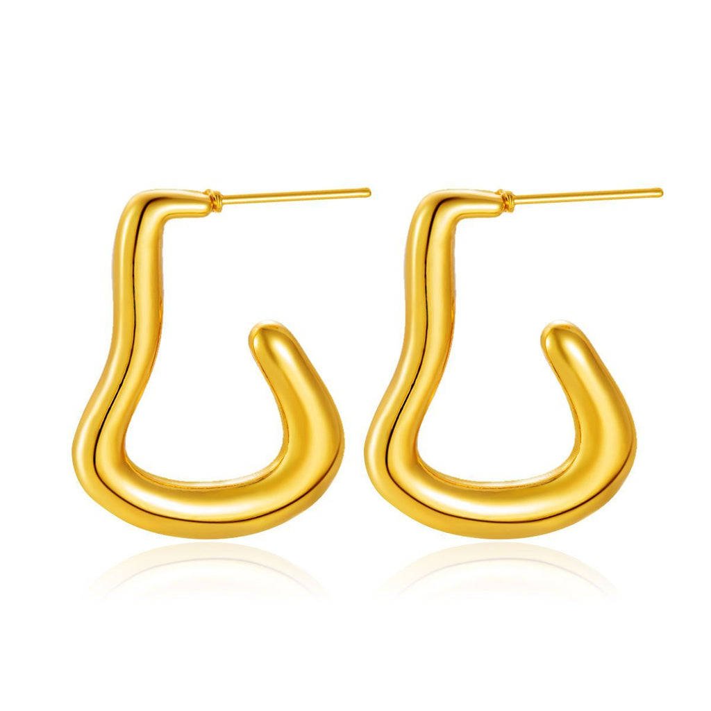 Waterproof 18K Gold Plated Irregular Hoop Earrings