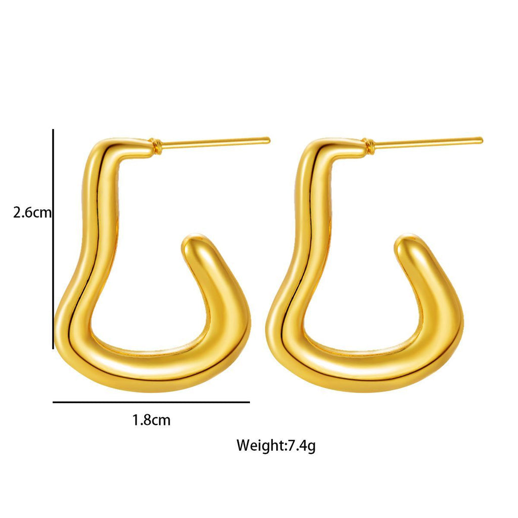 Waterproof 18K Gold Plated Irregular Hoop Earrings