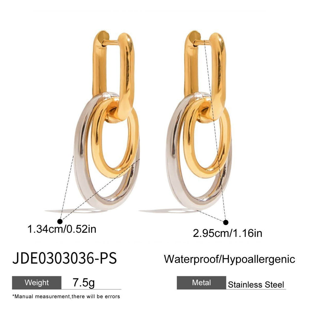 Waterproof 18K Gold & Silver Two-Tone U-Shape Hoops | VIB Jewelry