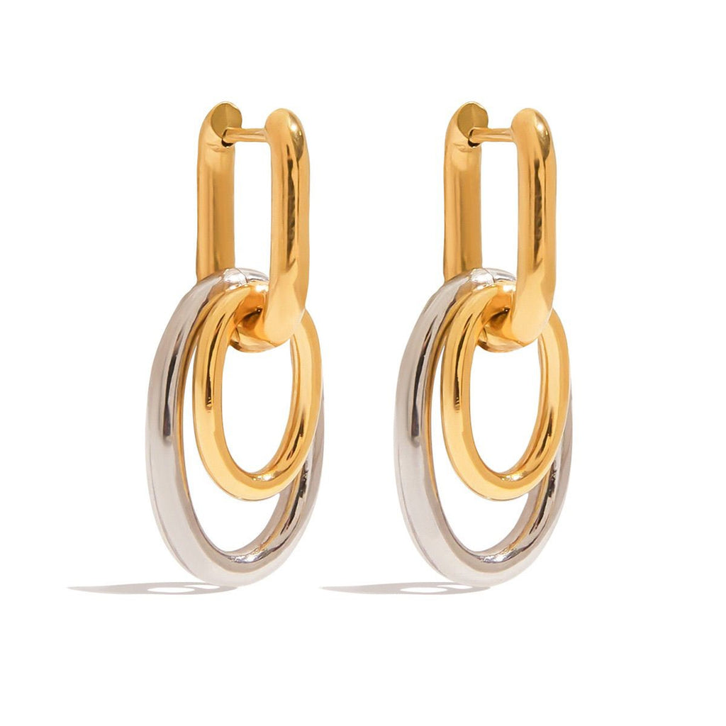 Waterproof 18K Gold & Silver Two-Tone U-Shape Hoops | VIB Jewelry