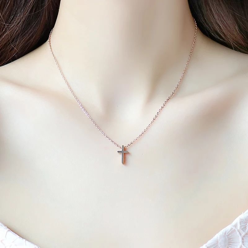 Dainty 18K Gold Plated Cross Necklace - Waterproof Tarnish-Free Set