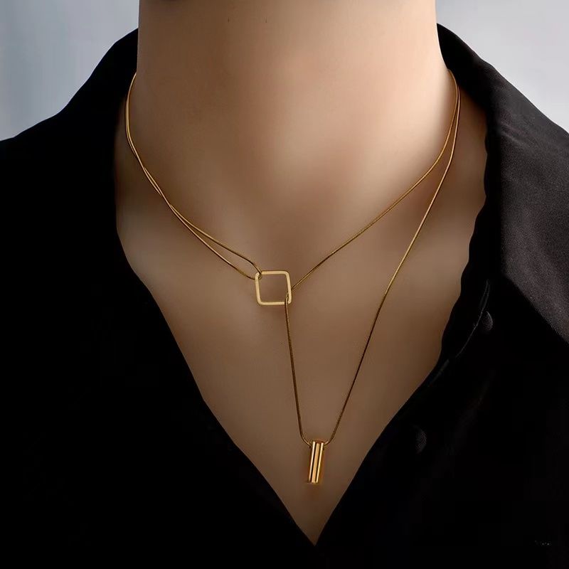 18K Gold Plated Titanium Steel Layered Necklace | Waterproof