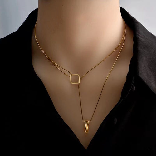 18K Gold Plated Titanium Steel Layered Necklace | Waterproof