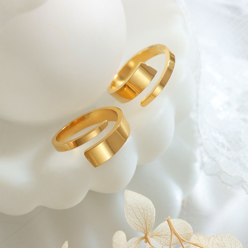 Minimalist Bar Open Ring - 18K Gold Plated Tarnish-Free Adjustable