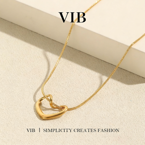 18K Gold Plated Heart Pendant Necklace for Women | Waterproof Stainless Steel Snake Chain Jewelry | Minimalist Open Heart Gift