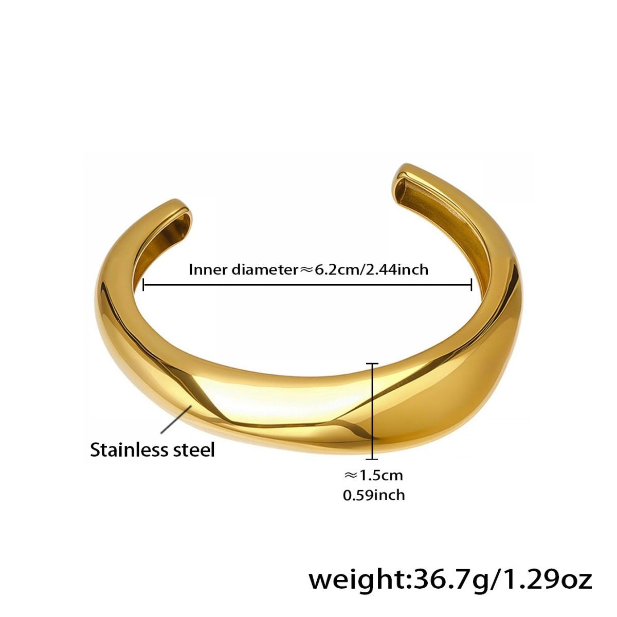 Waterproof Bold Fluid Sculptural Cuff - Tarnish-Free 18K Gold Plated Bangle