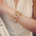Waterproof 18K Gold Plated Fluid Sculptural Cuff - Tarnish-Free Bangle