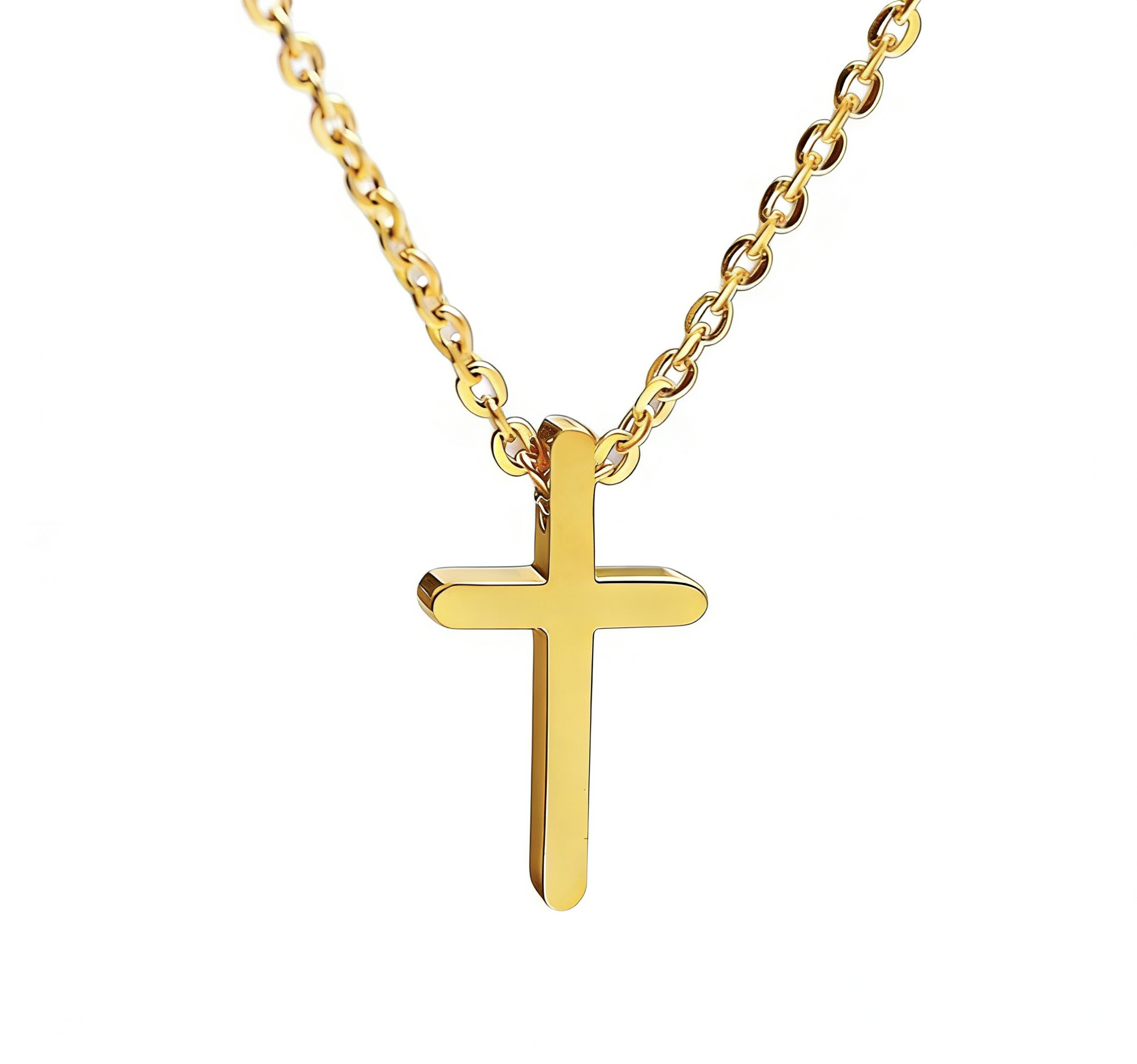 Dainty 18K Gold Plated Cross Necklace - Waterproof Tarnish-Free Set