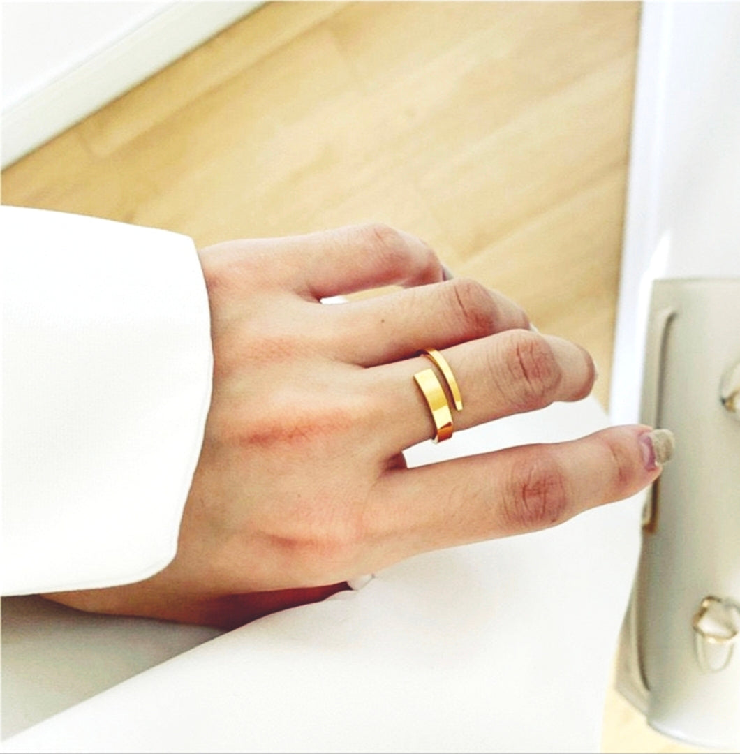Minimalist Bar Open Ring - 18K Gold Plated Tarnish-Free Adjustable