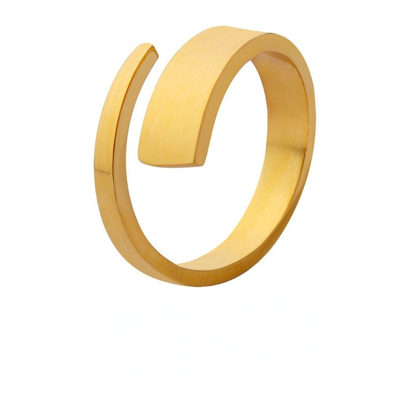 Minimalist Bar Open Ring - 18K Gold Plated Tarnish-Free Adjustable