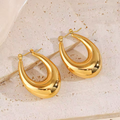 Waterproof 18K Gold Plated Oval Teardrop Earrings